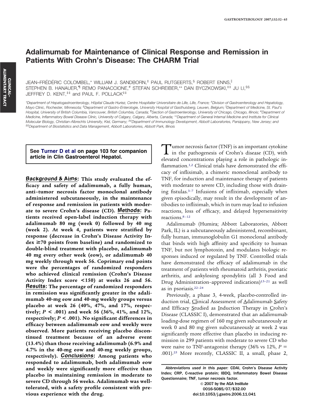 Adalimumab for Maintenance of Clinical Response and Remission