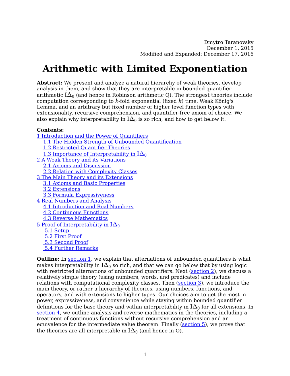 Arithmetic with Limited Exponentiation