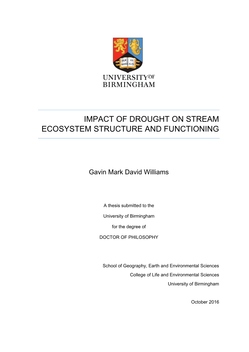 Impact of Drought on Stream Ecosystem Structure and Functioning