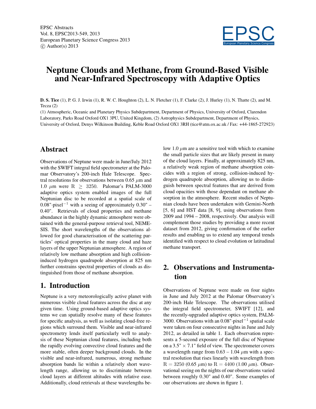 Neptune Clouds and Methane, from Ground-Based Visible and Near-Infrared Spectroscopy with Adaptive Optics