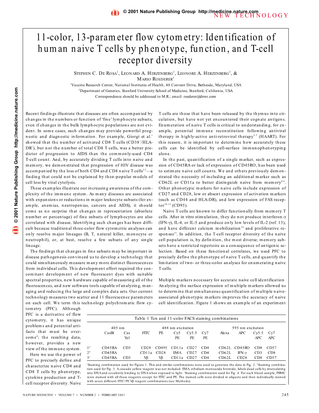 Identification of Human Naive T Cells by Phenotype, Function, and T-Cell Receptor Diversity