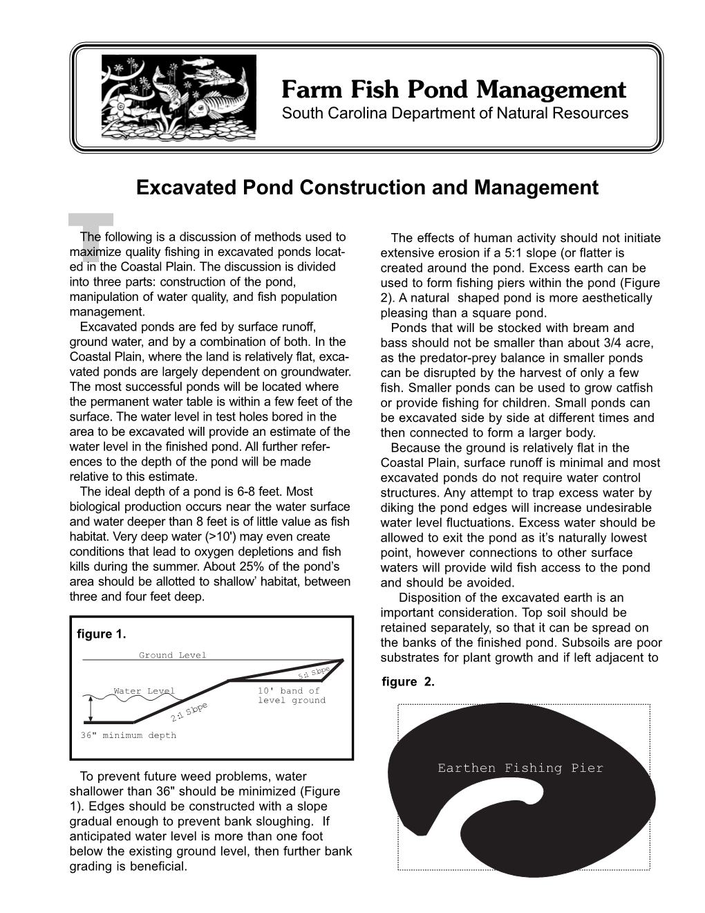 Farm Fish Pond Management Th South Carolina Department of Natural Resources