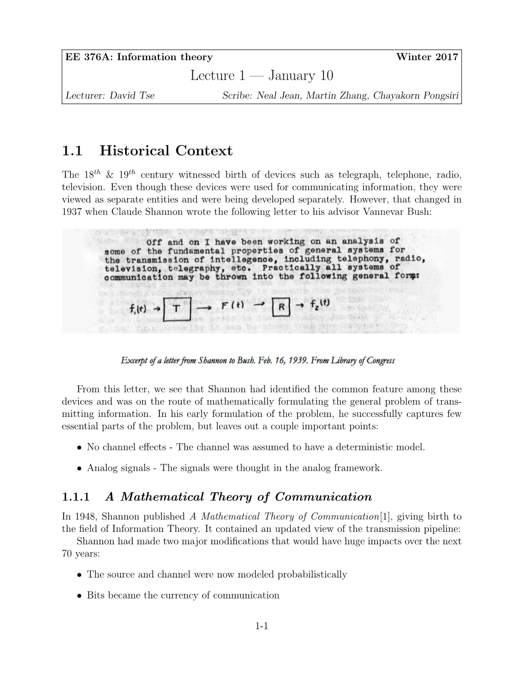 Lecture 1 — January 10 1.1 Historical Context