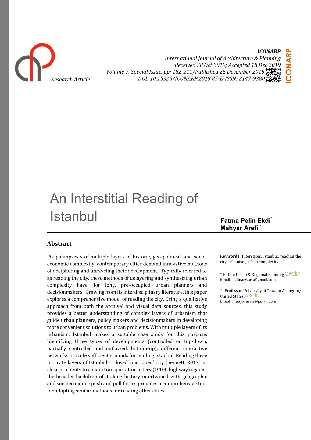 An Interstitial Reading of Istanbul