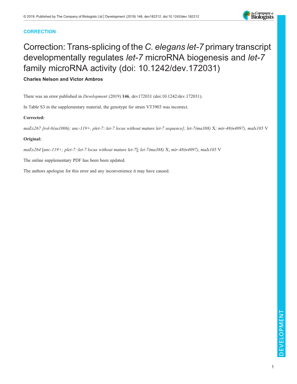 Trans-Splicing of the C. Elegans Let-7 Primary Transcript Developmentally