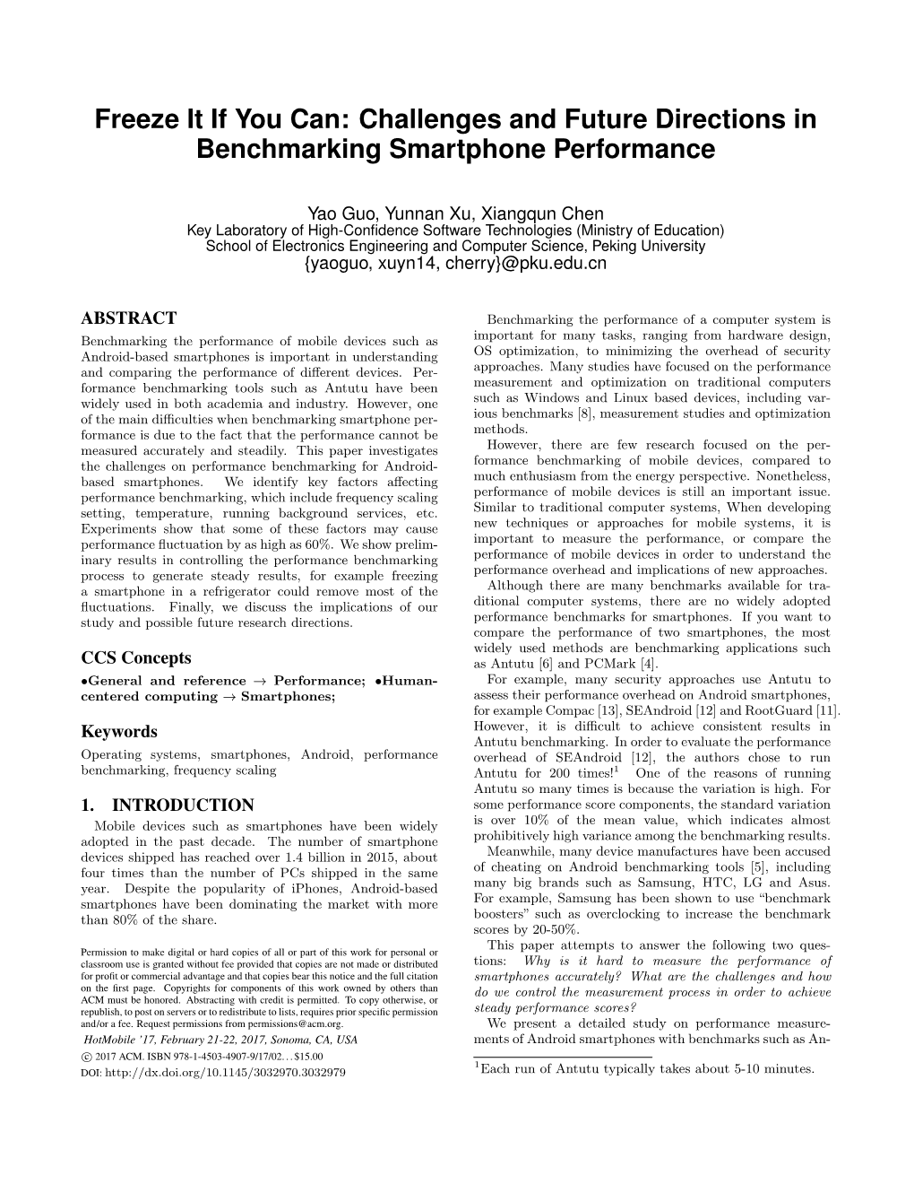 Challenges and Future Directions in Benchmarking Smartphone Performance