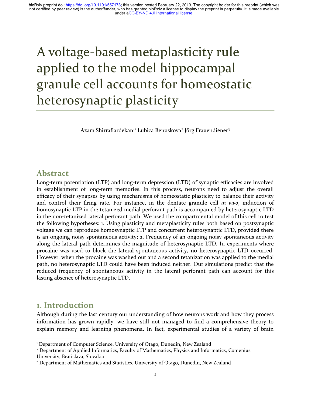A Voltage-Based Metaplasticity Rule Applied to the Model Hippocampal Granule Cell Accounts for Homeostatic Heterosynaptic Plasticity