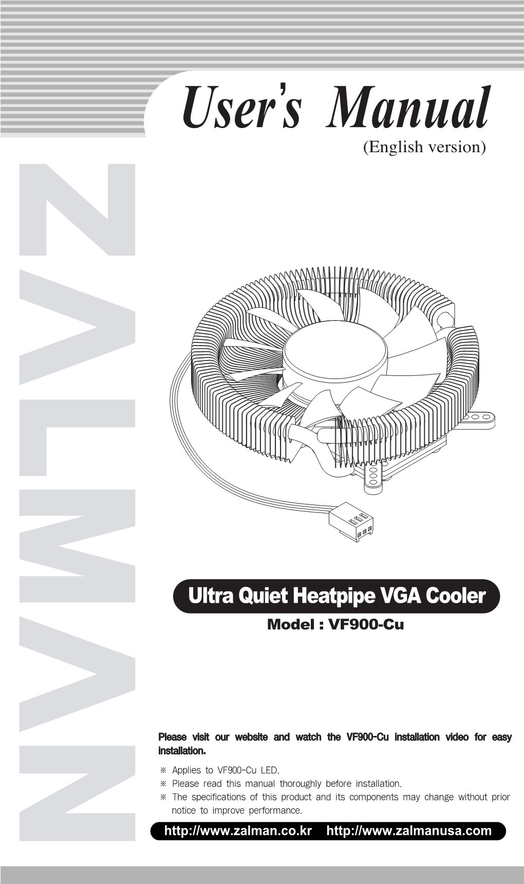 Zalman VF900-CU Quiet Dual Heatpipe VGA Cooler