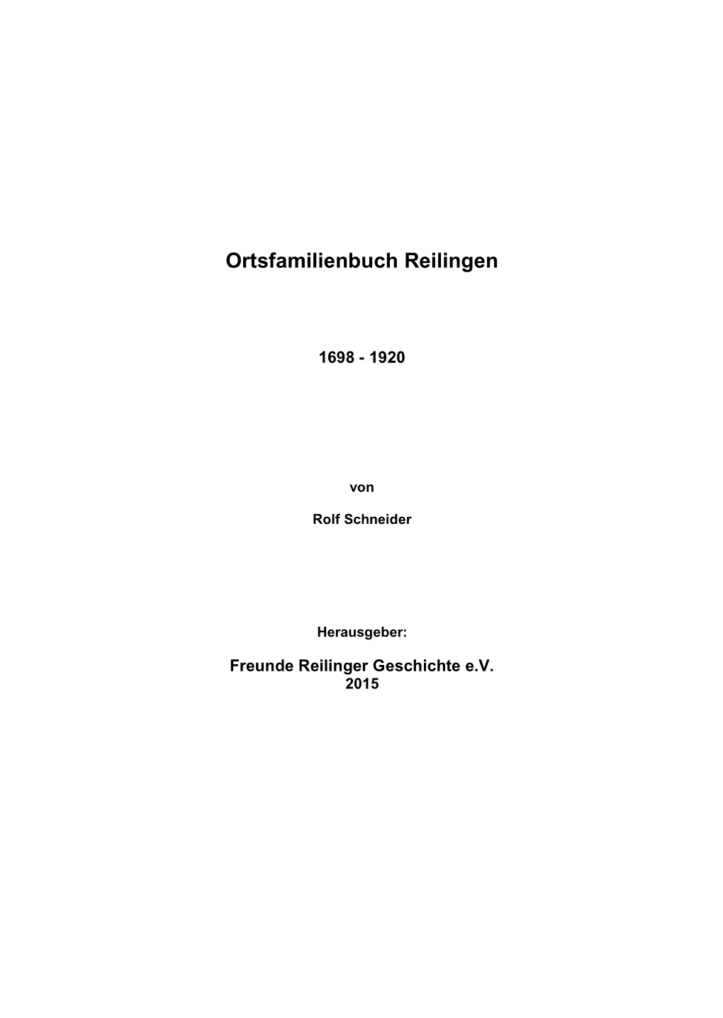 Ortsfamilienbuch Reilingen