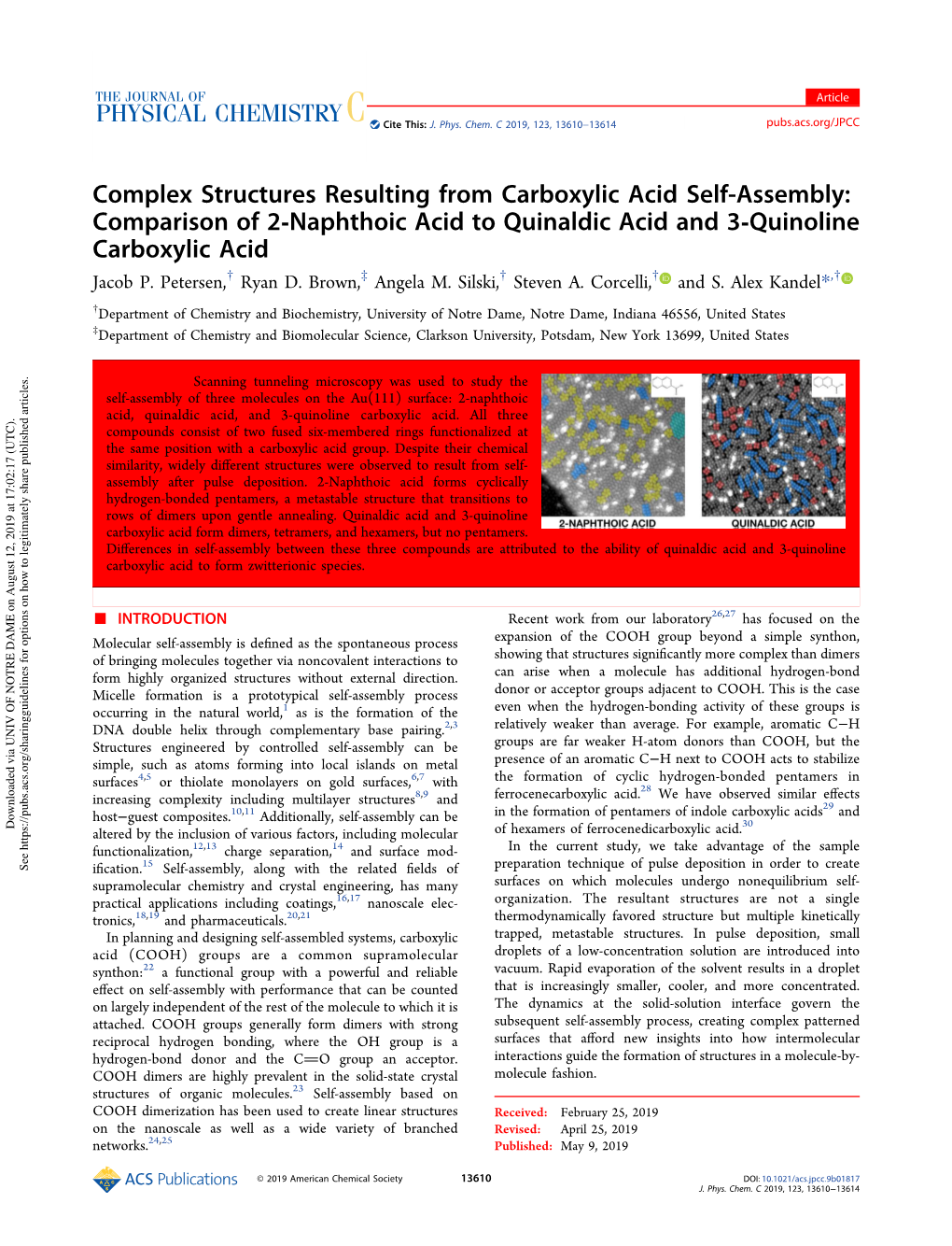 Complex Structures Resulting from Carboxylic Acid Self-Assembly: Comparison of 2‑Naphthoic Acid to Quinaldic Acid and 3‑Quinoline Carboxylic Acid Jacob P