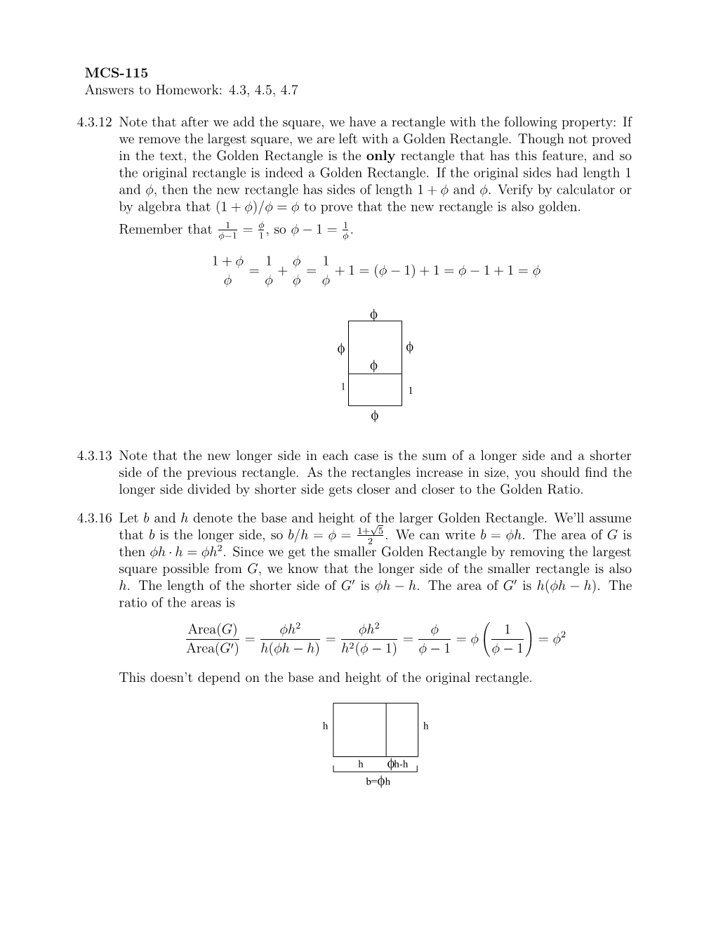 MCS-115 Answers to Homework: 4.3, 4.5, 4.7 4.3.12 Note That After We