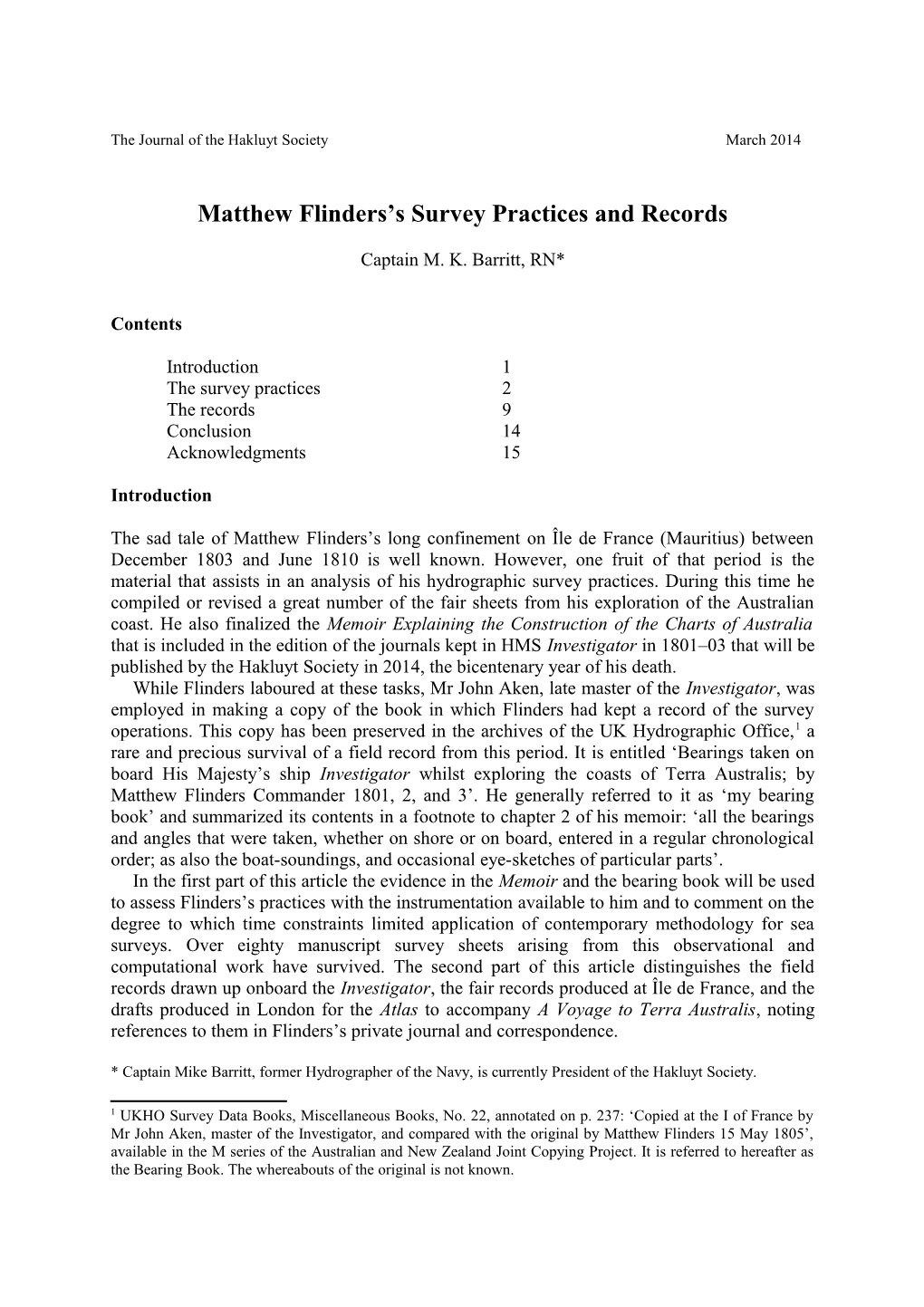 The Journal of the Hakluyt Society March 2014