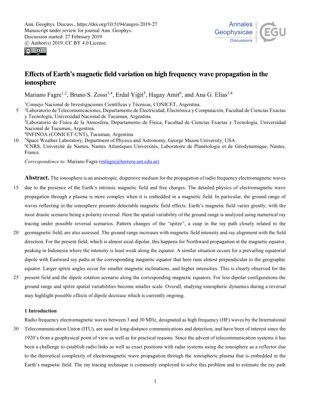 Effects of Earth's Magnetic Field Variation on High Frequency Wave