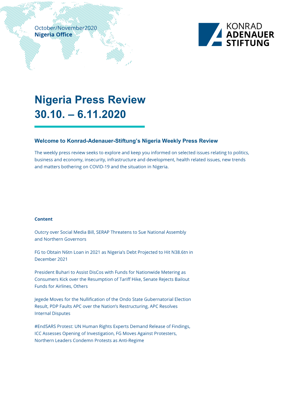 Nigeria Press Review 30.10. – 6.11.2020