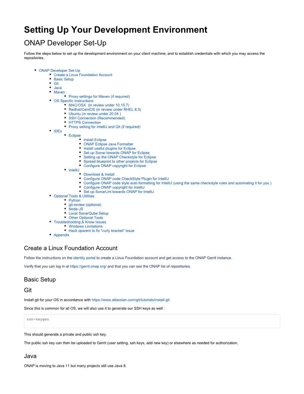 Setting up Your Development Environment ONAP Developer Set-Up