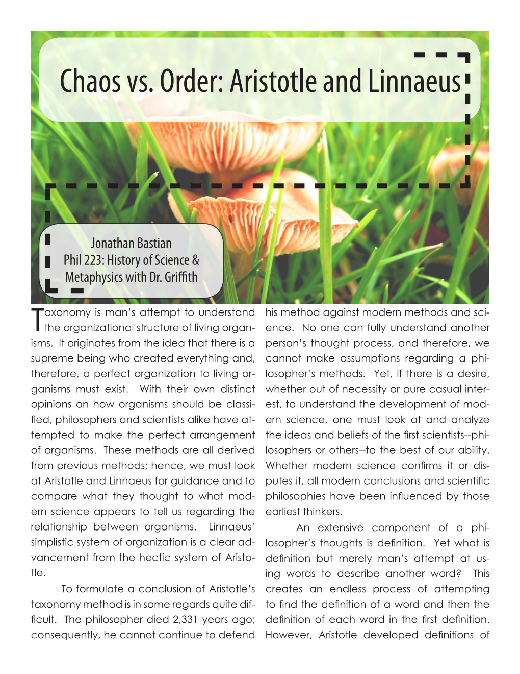 Chaos Vs. Order: Aristotle and Linnaeus