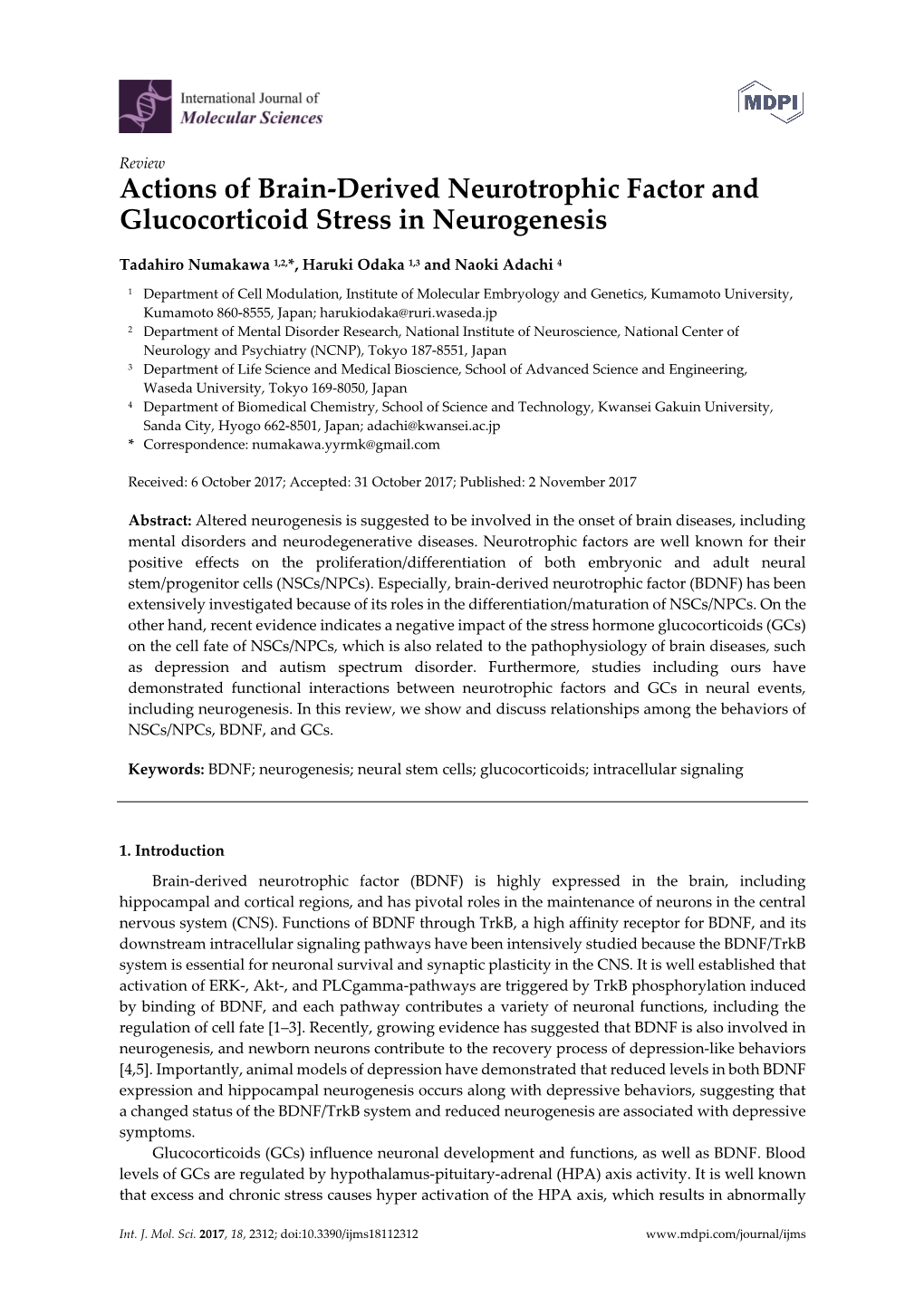 Actions of Brain-Derived Neurotrophic Factor and Glucocorticoid Stress in Neurogenesis