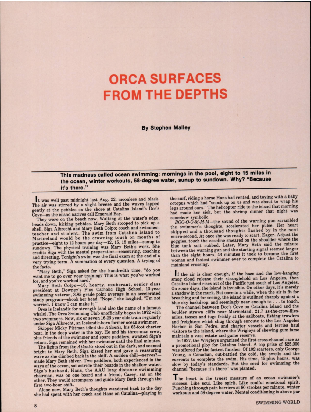 Orca Surfaces from the Depths
