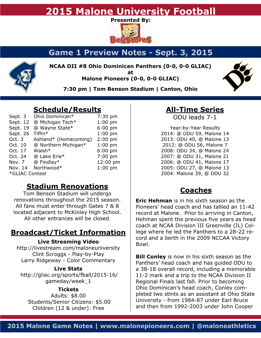 Football Preview Notes