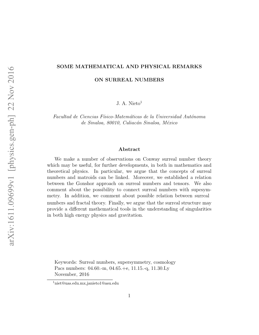 Arxiv:1611.09699V1 [Physics.Gen-Ph] 22 Nov 2016 Rvd Ieetmteaia Ol Nteudrtnigo Singu Gravitation