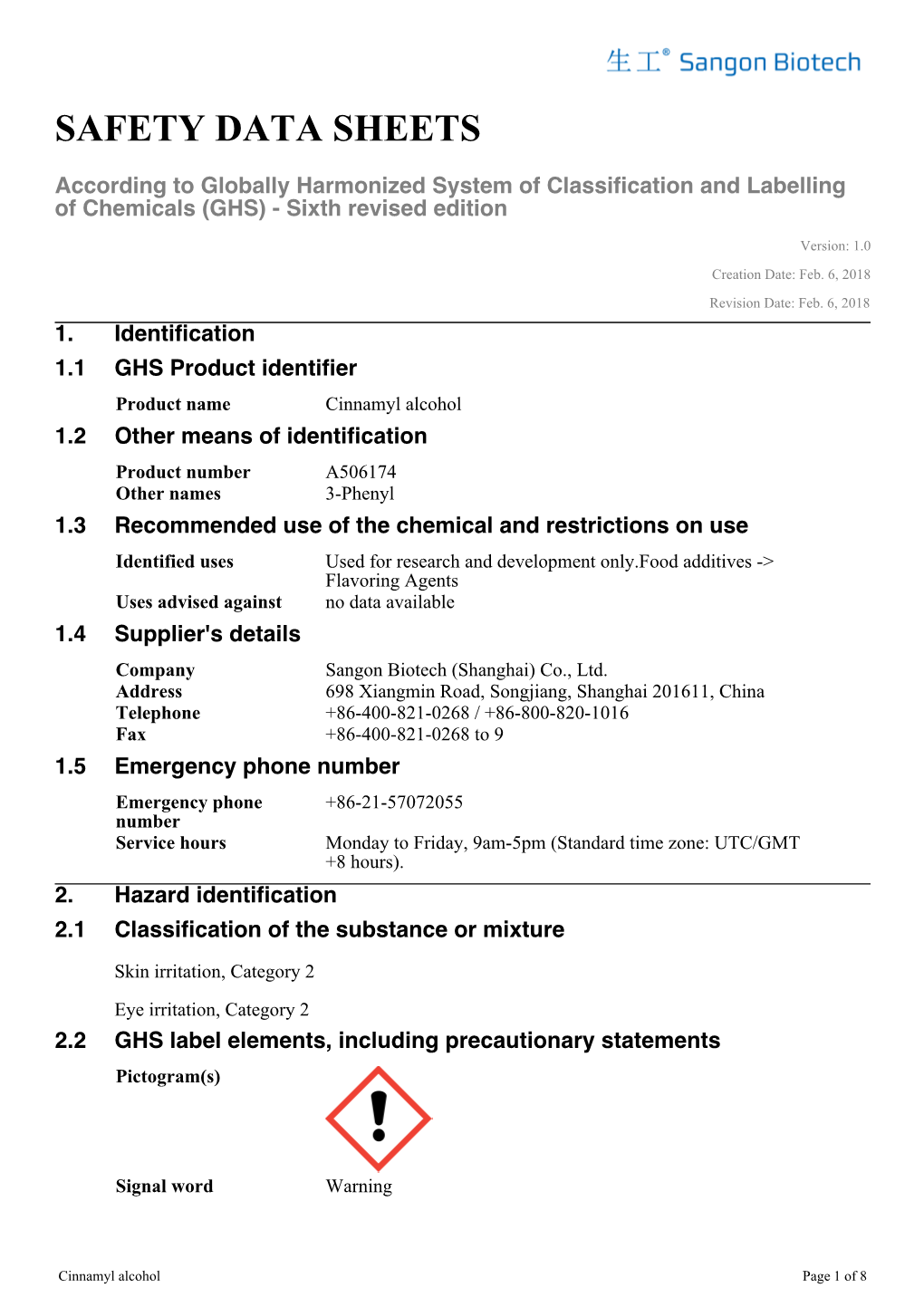 Safety Data Sheets