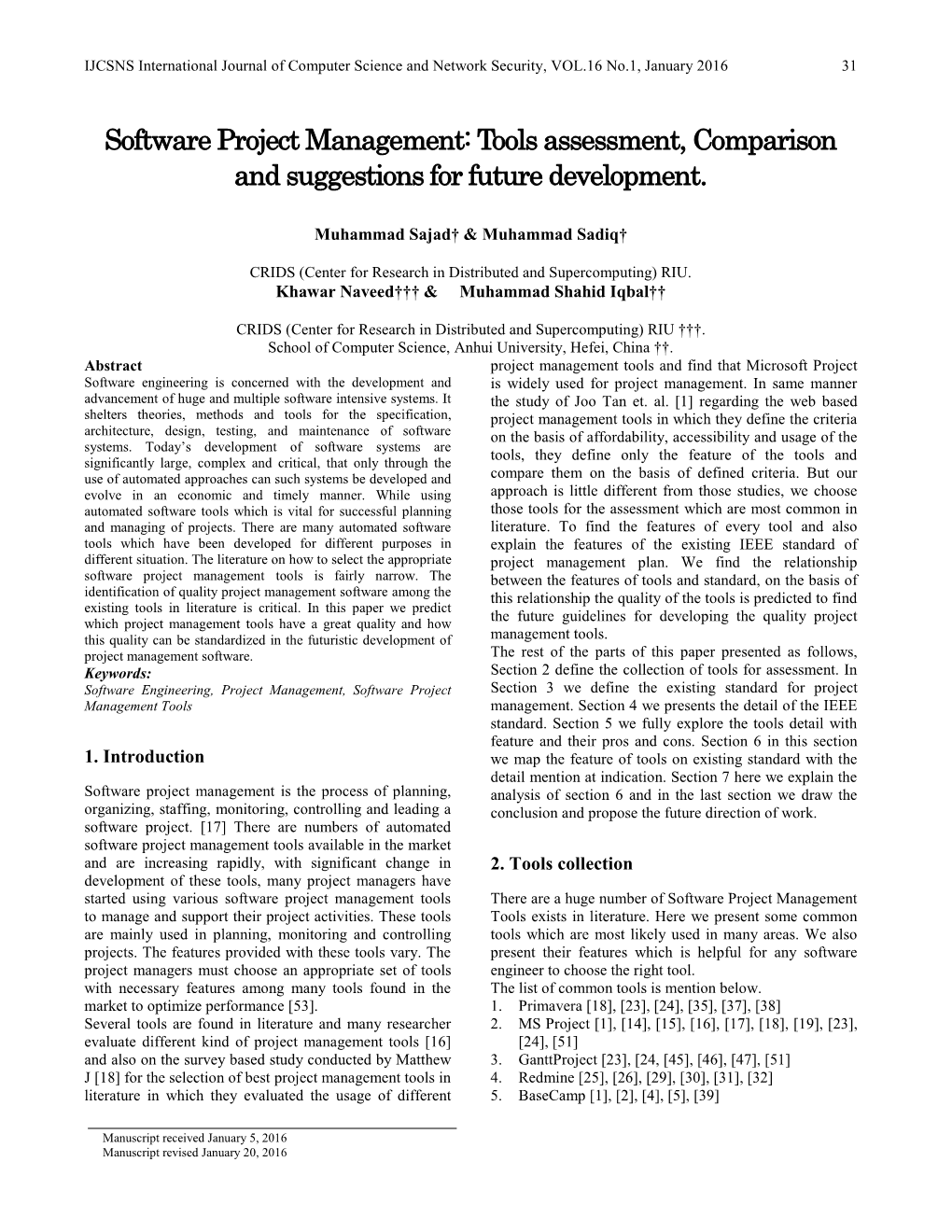 A Review on Tools Assessment of Software Project Management