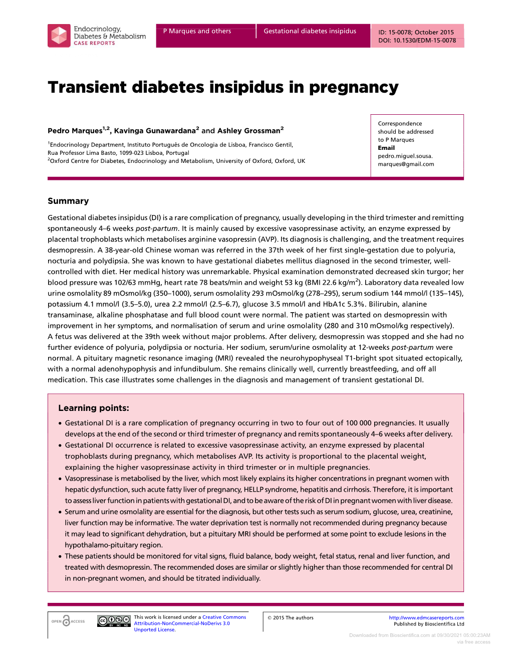 Transient Diabetes Insipidus in Pregnancy