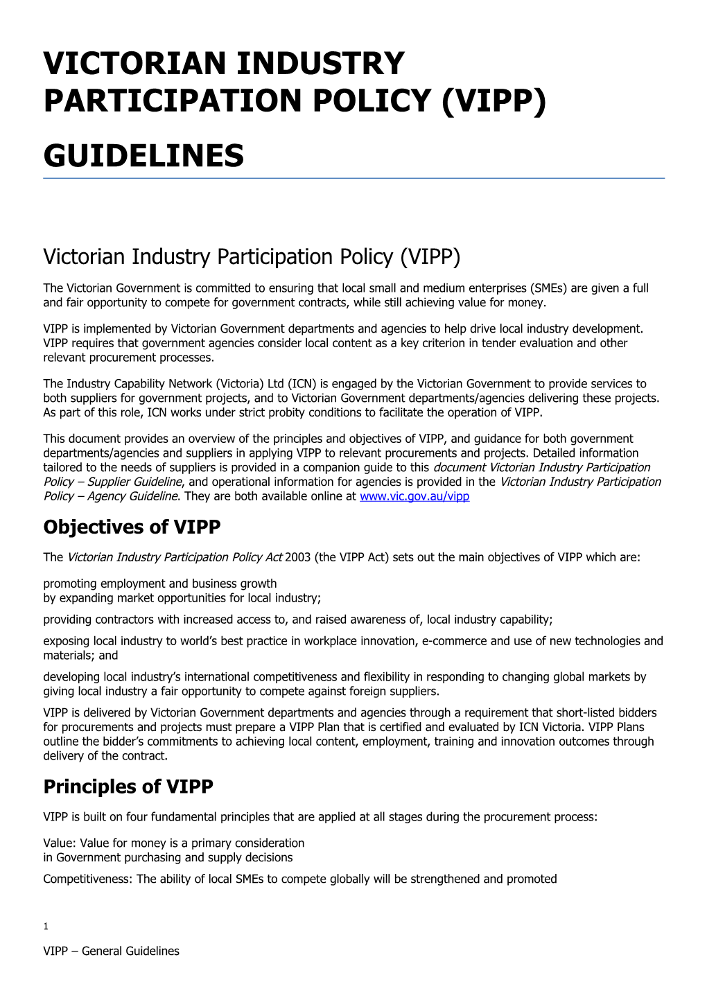 Victorian Industry Participation Policy (Vipp)