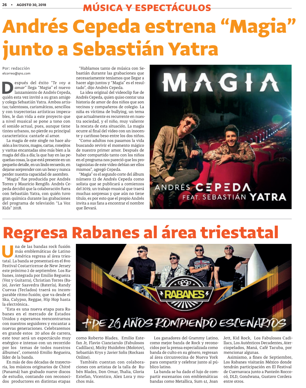 Andrés Cepeda Estrena “Magia” Junto a Sebastián Yatra