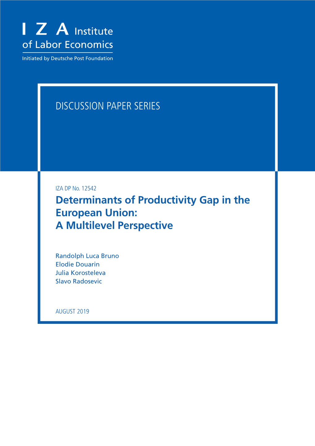 Determinants of Productivity Gap in the European Union: a Multilevel Perspective