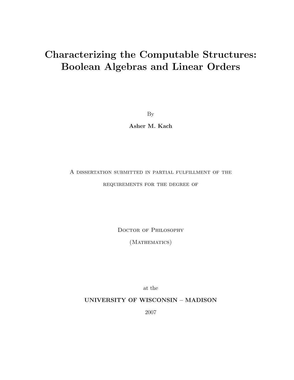 Boolean Algebras and Linear Orders