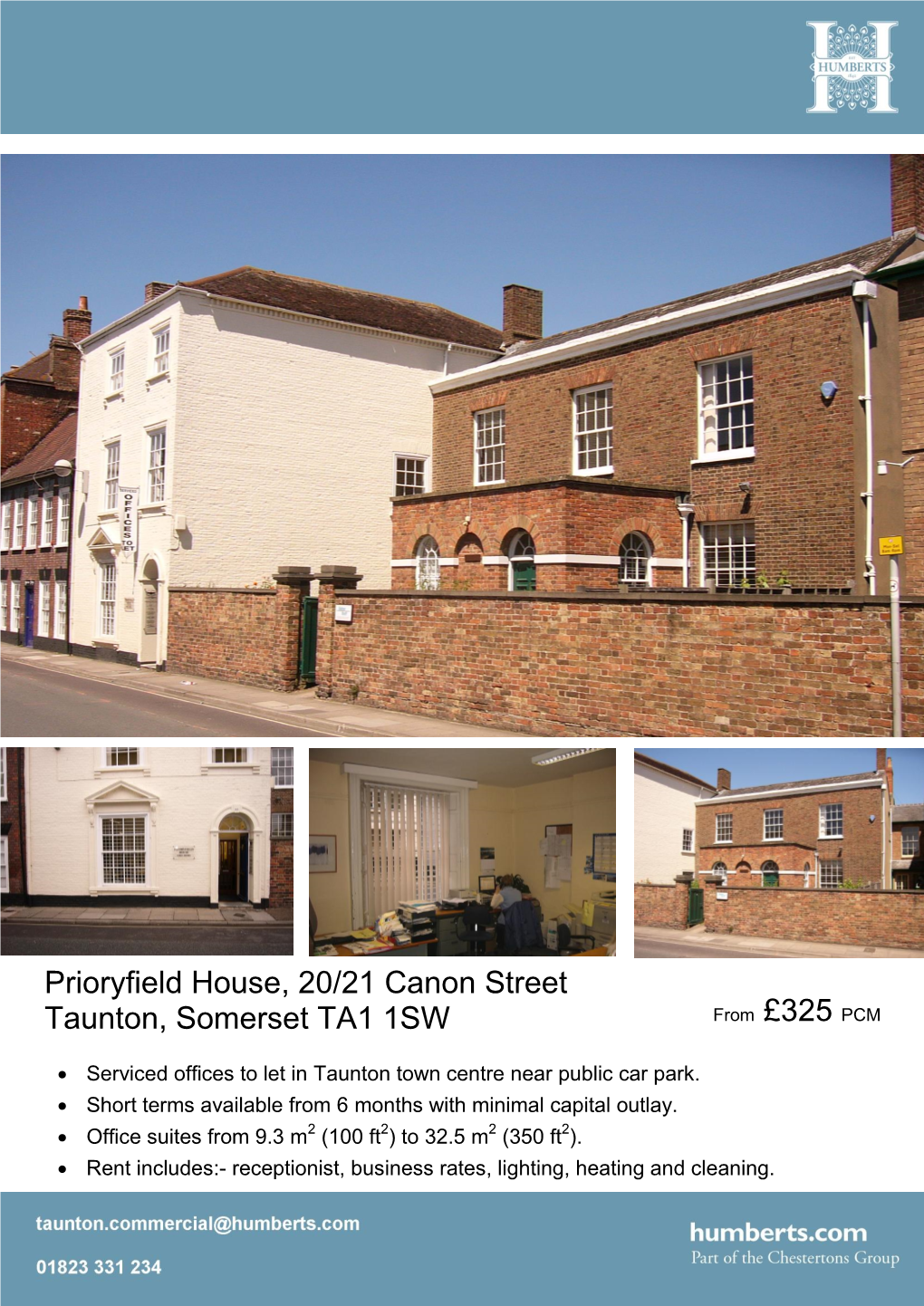 Prioryfield House, 20/21 Canon Street Taunton, Somerset TA1 1SW from £325 PCM