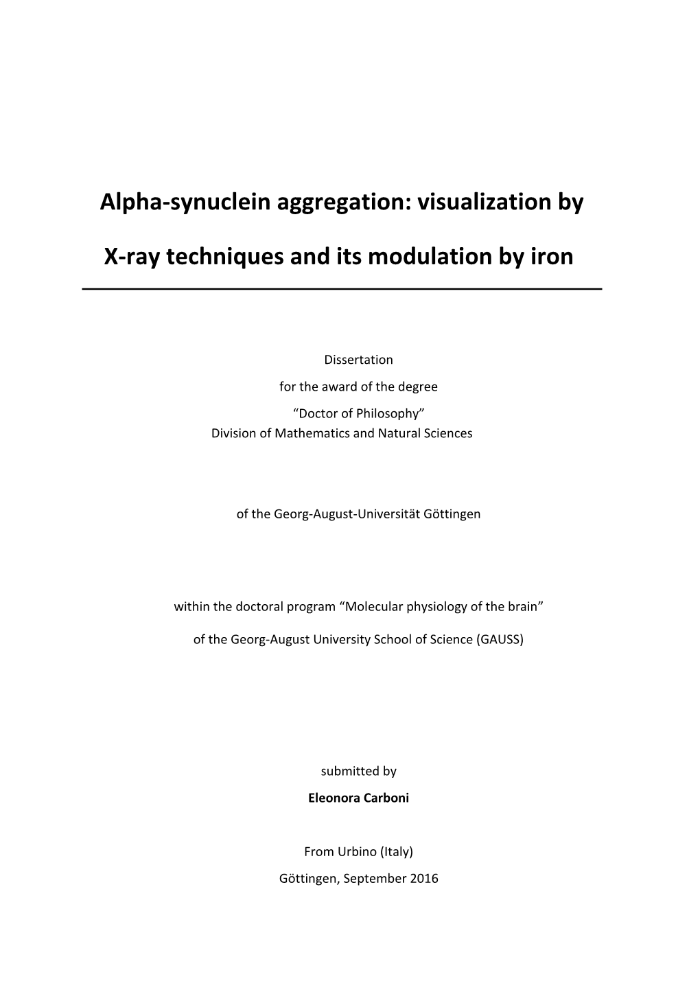 Alpha-Synuclein Aggregation: Visualization by X-Ray