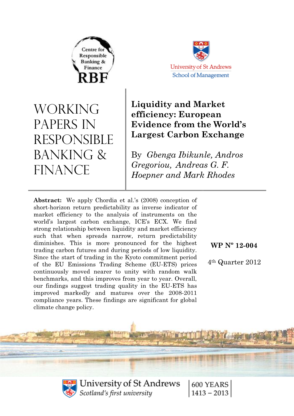 Working Papers in Responsible Banking & Finance