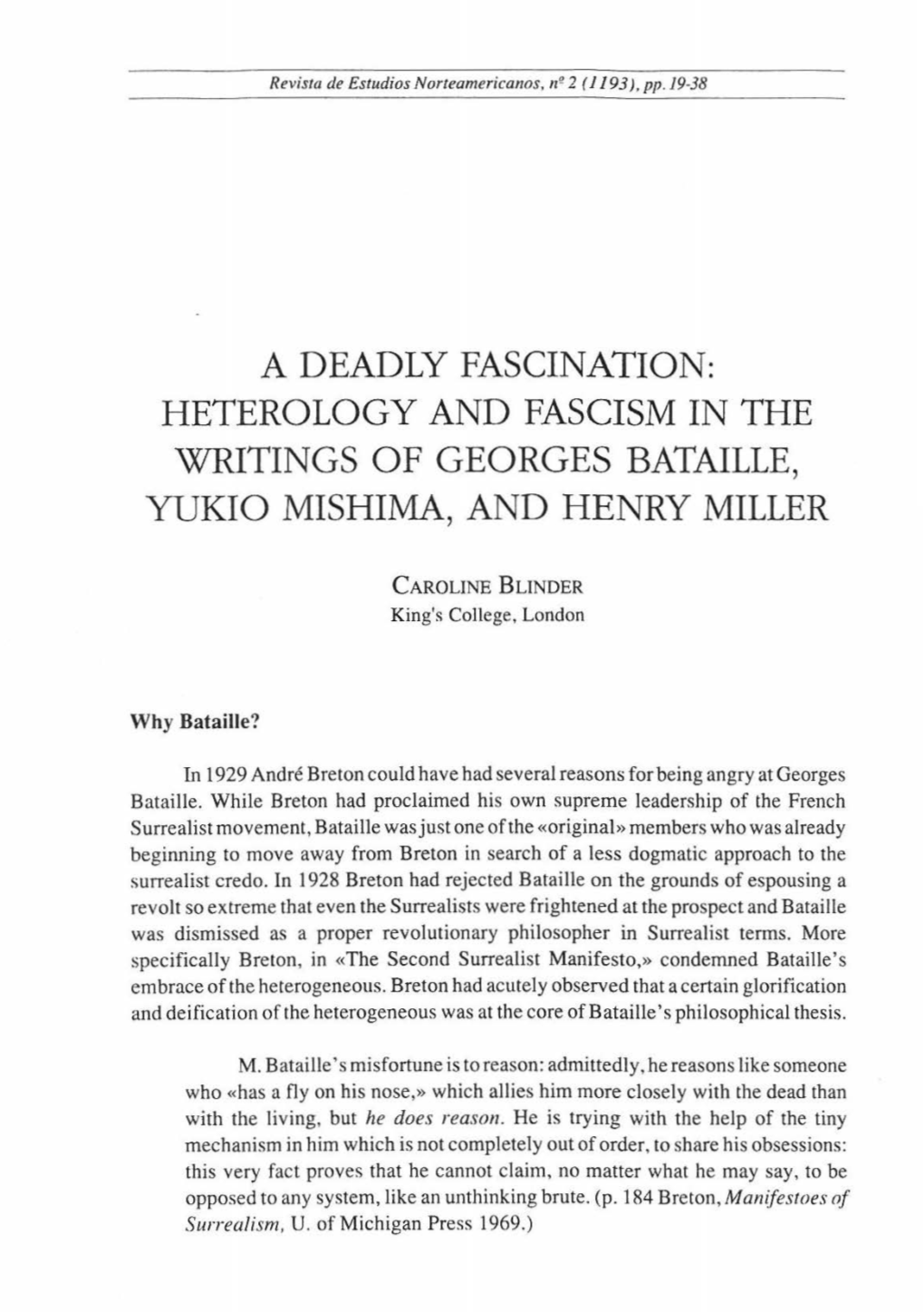 Heterology and Fascism in the Writings of Georges Bataille, Yukio Mishima, and Henry Miller