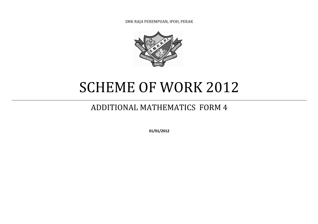 Scheme of Work 2012