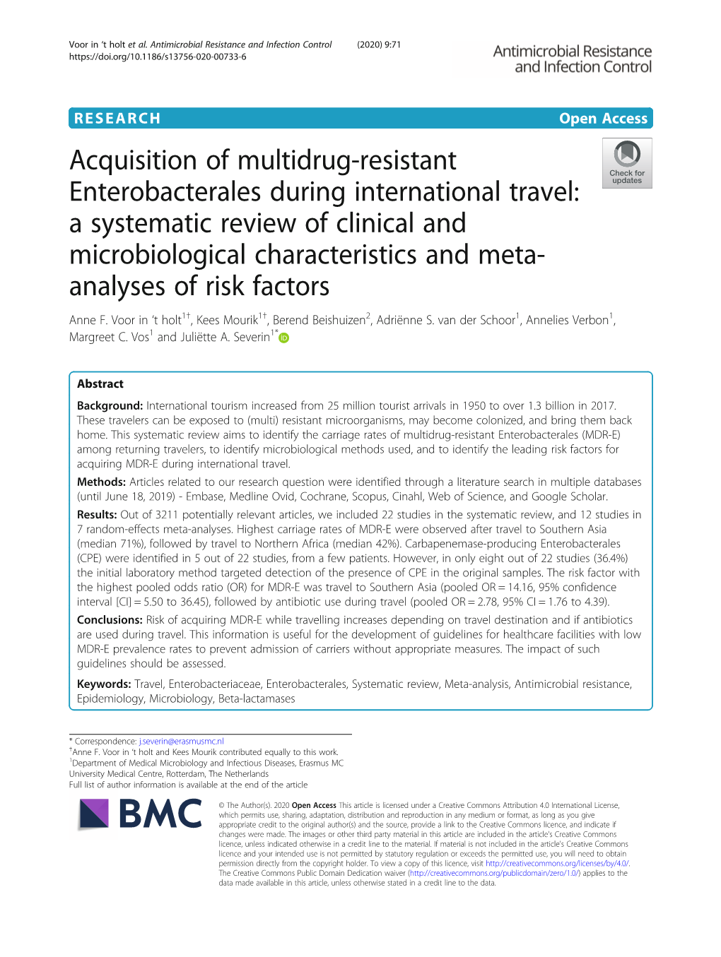 Acquisition of Multidrug-Resistant Enterobacterales During