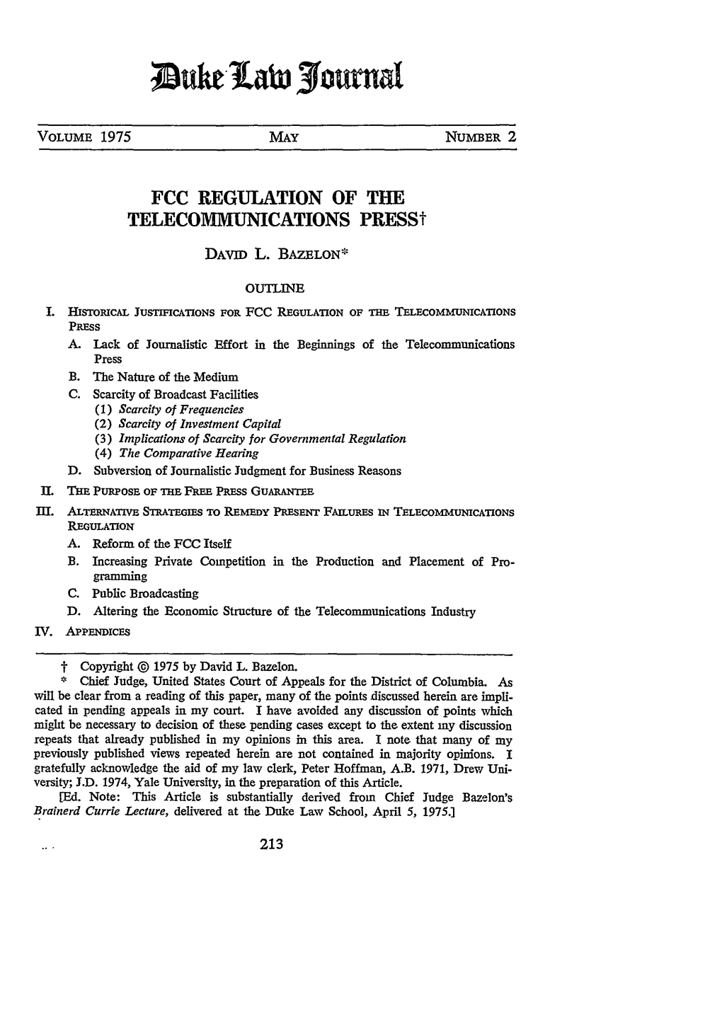 FCC REGULATION of the TELECOMMUNICATIONS Presst