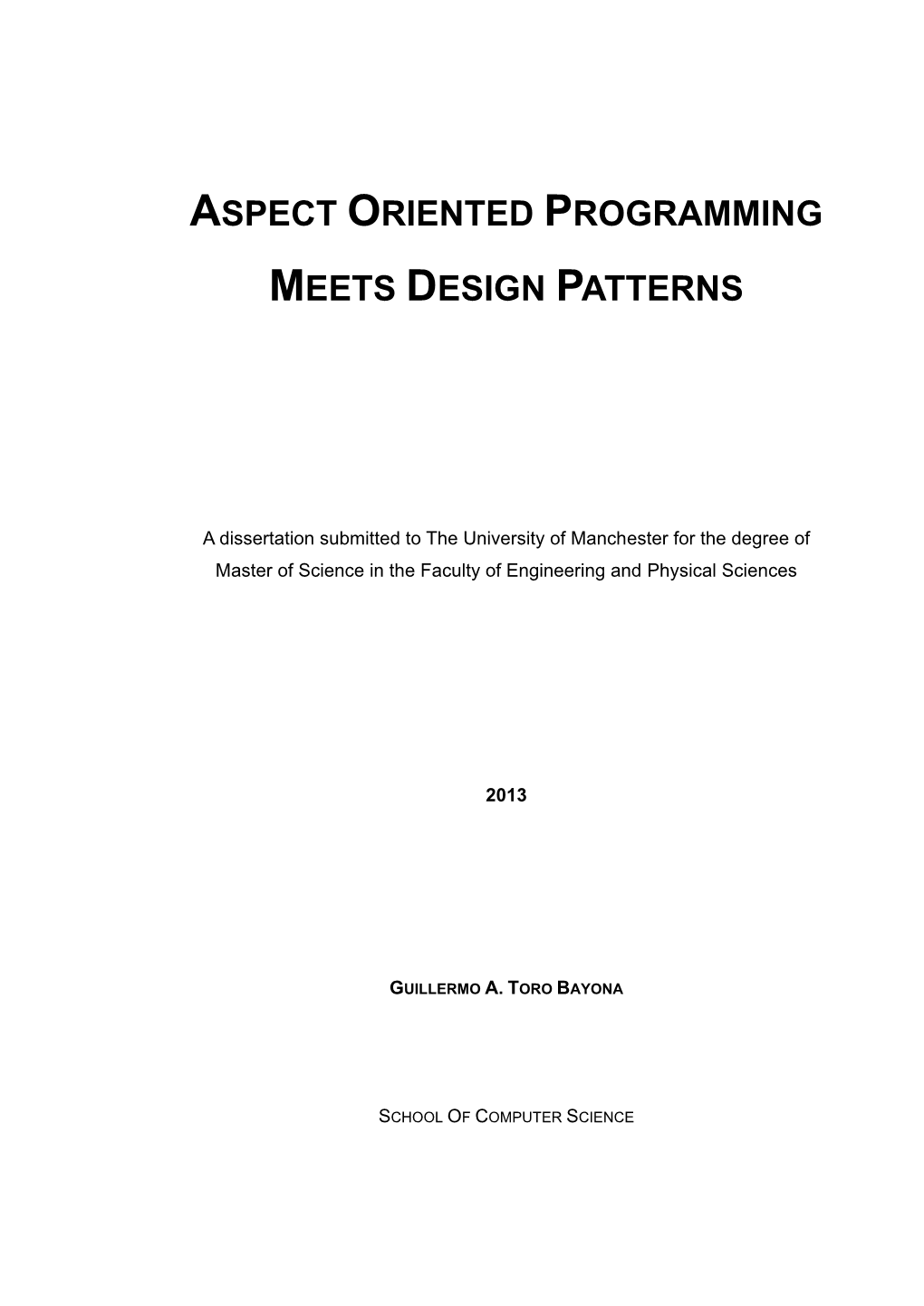 Aspect Oriented Programming Meets Design Patterns