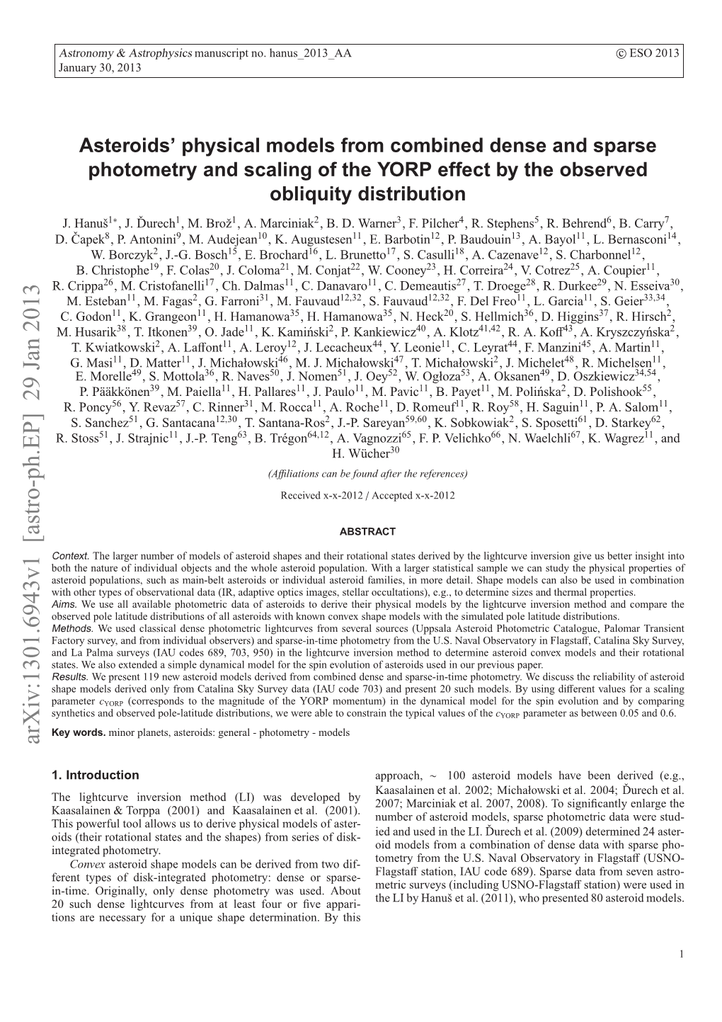 Asteroids' Physical Models from Combined Dense and Sparse