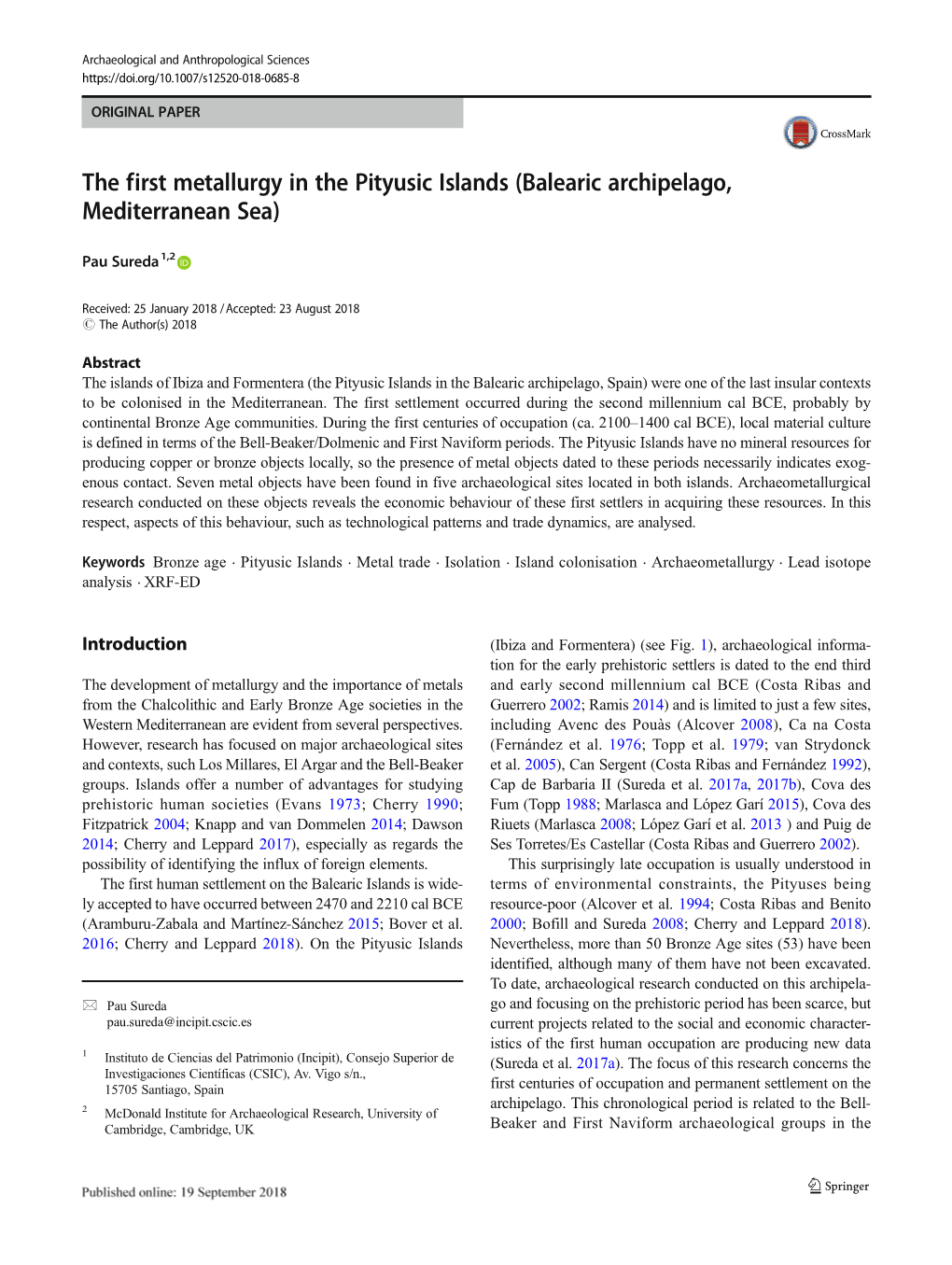 The First Metallurgy in the Pityusic Islands (Balearic Archipelago, Mediterranean Sea)