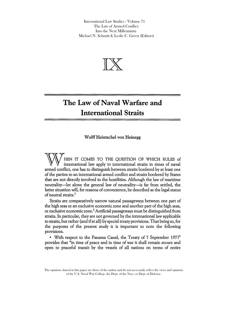 The Law of Naval Warfare and International Straits