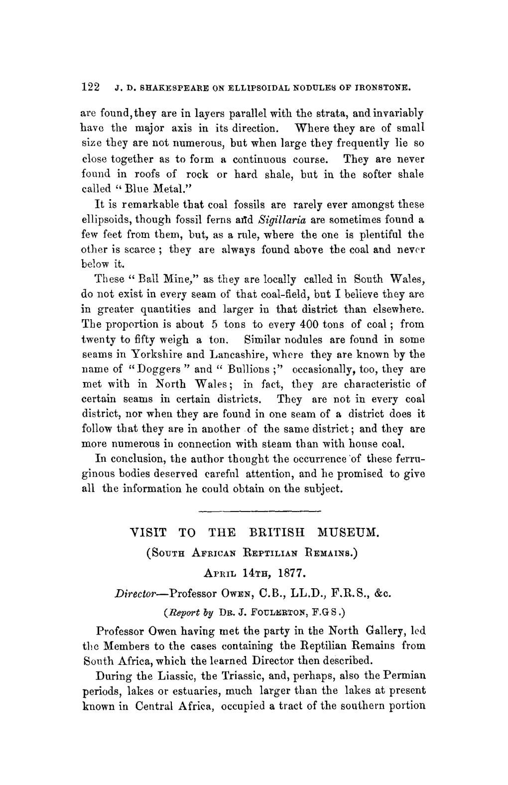 South African Reptilian Remains April 14Th, 1877