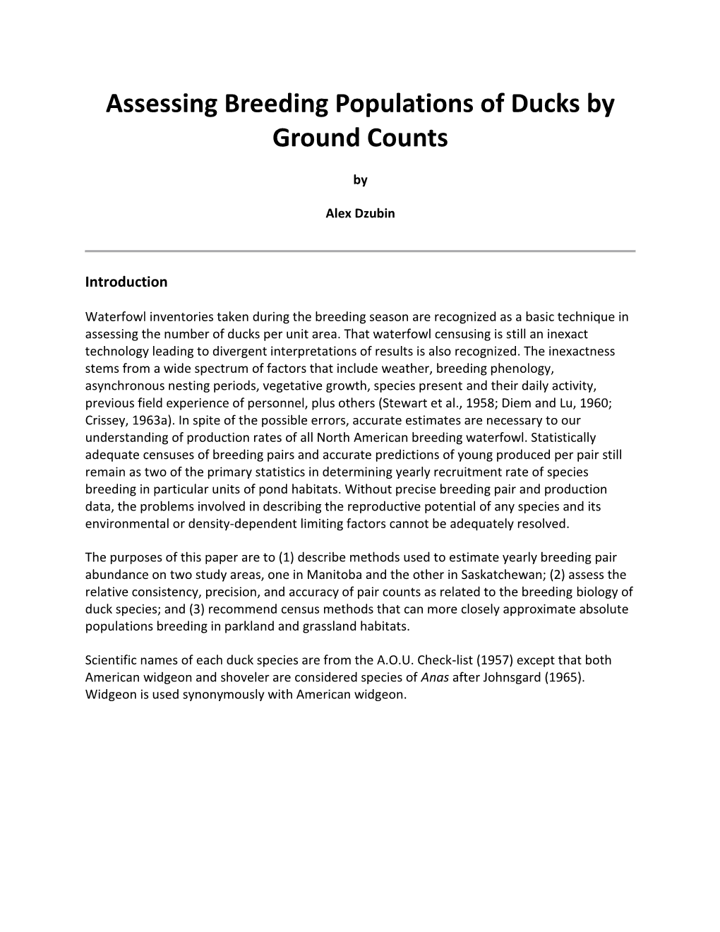 Assessing Breeding Populations of Ducks by Ground Counts