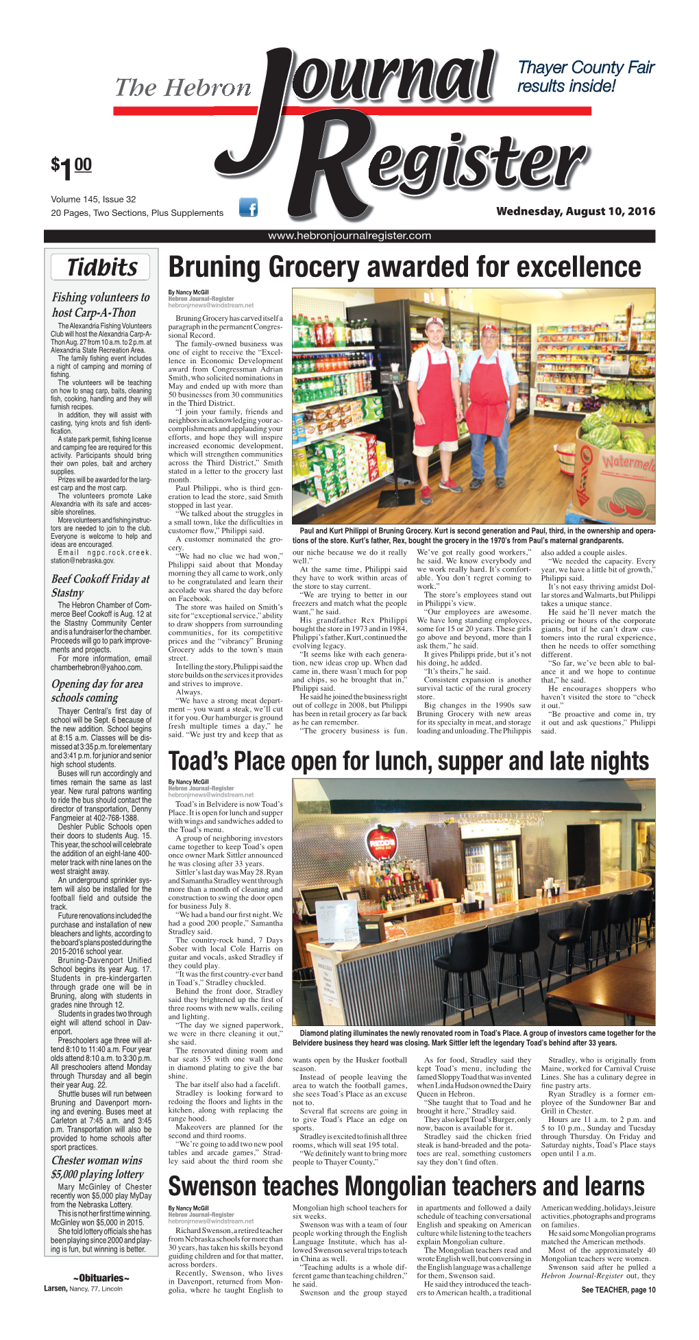 Bruning Grocery Awarded for Excellence