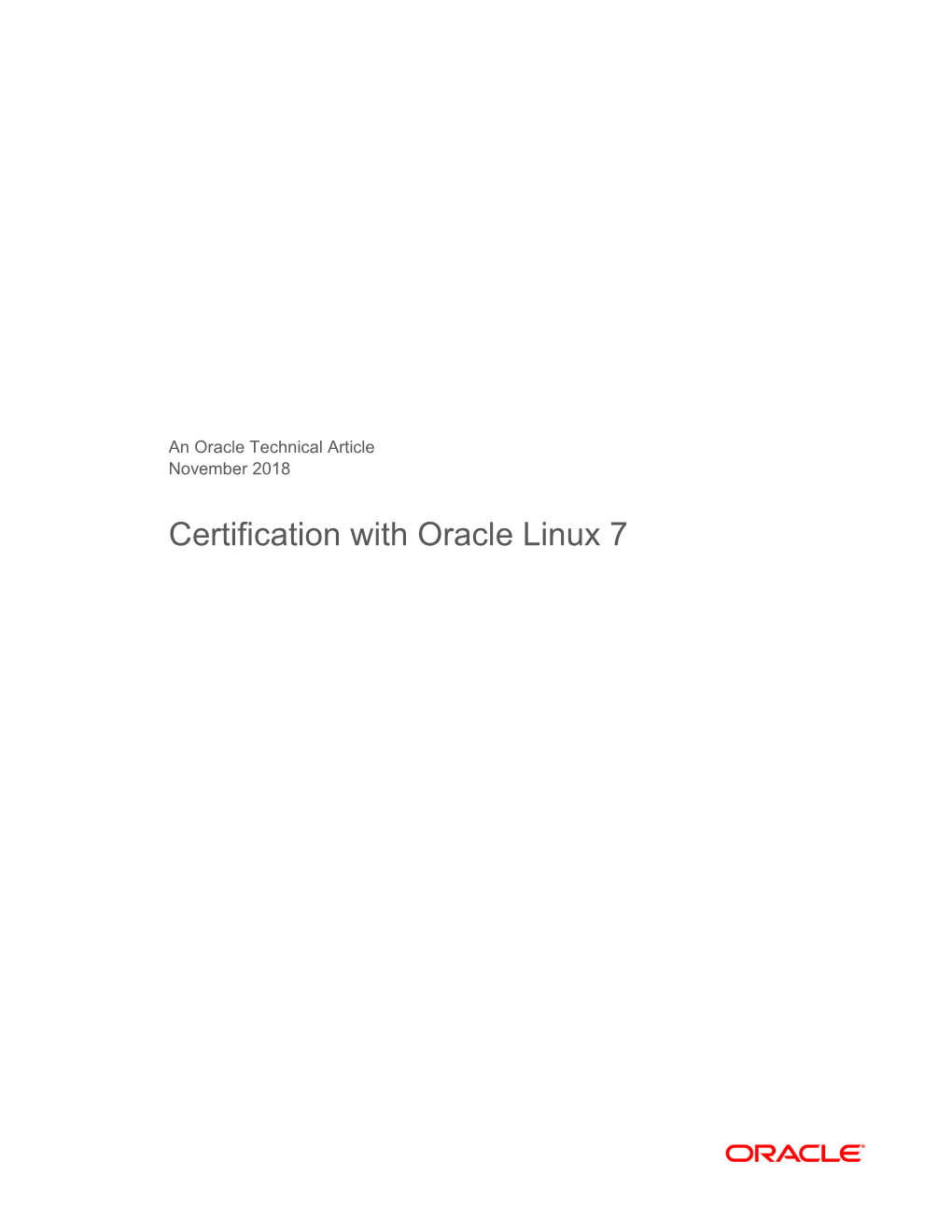 Certification with Oracle Linux 7