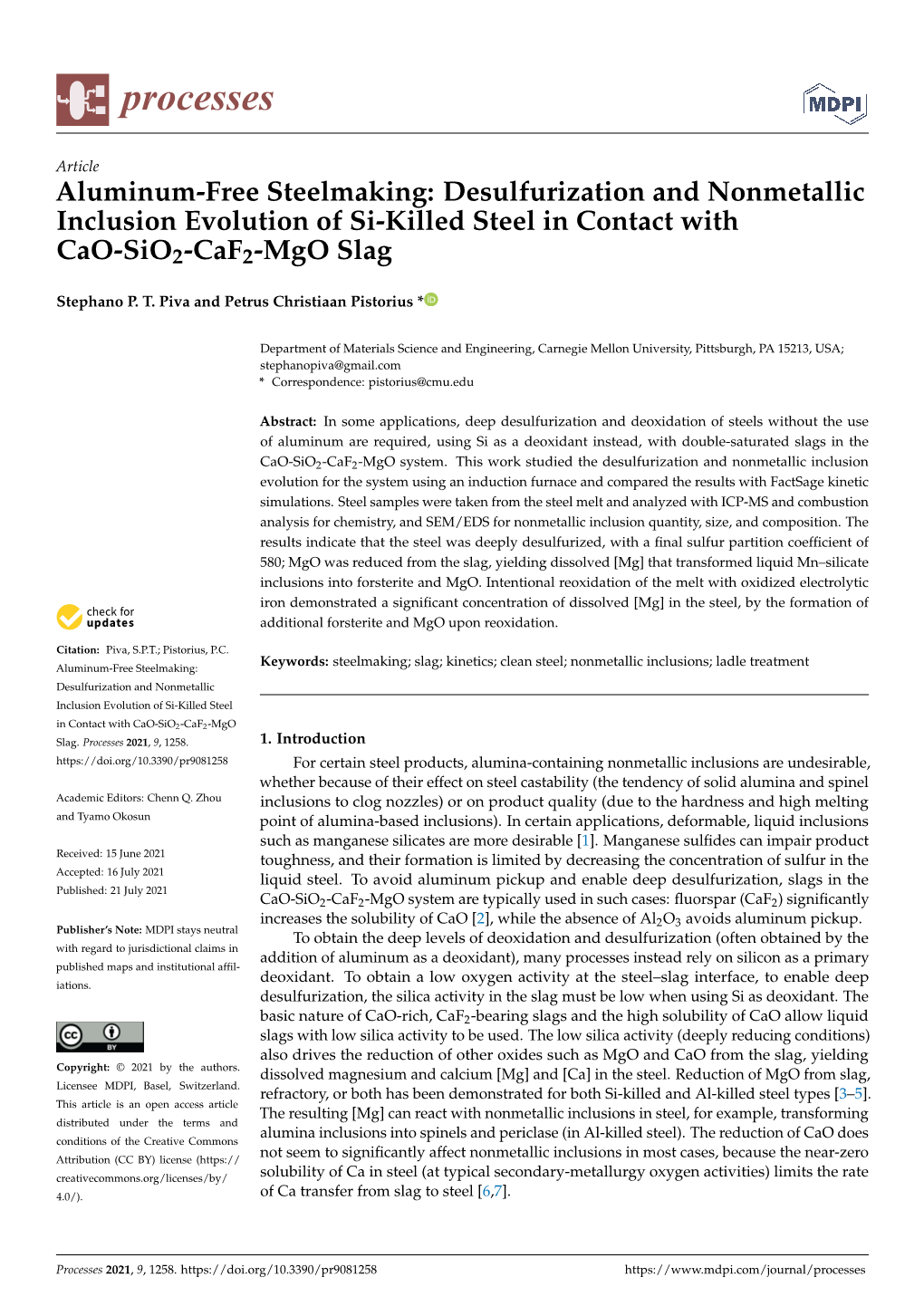 Aluminum-Free Steelmaking: Desulfurization and Nonmetallic Inclusion Evolution of Si-Killed Steel in Contact with Cao-Sio2-Caf2-Mgo Slag