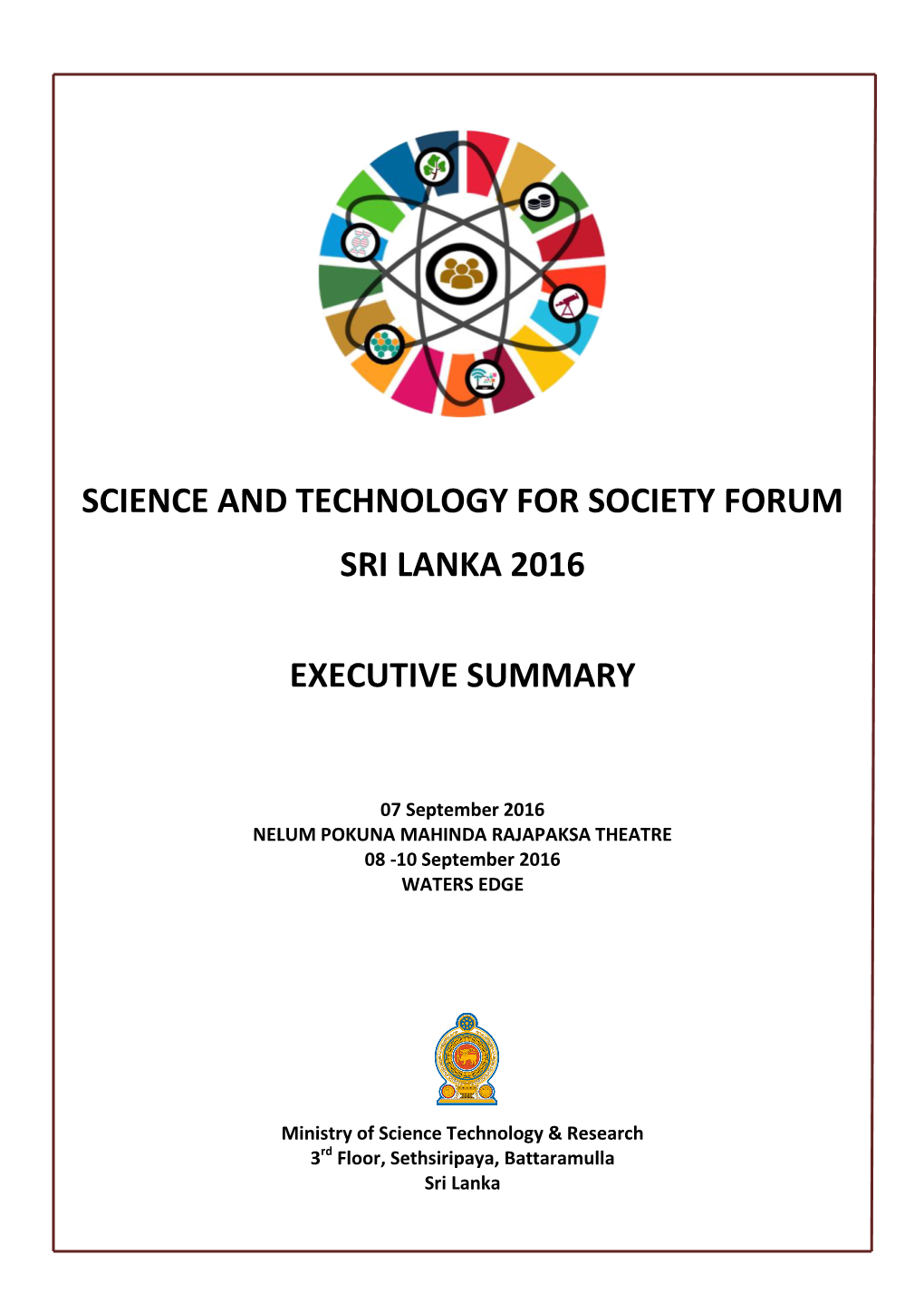 STS Forum 2016 Sri Lanka – Executive Summary