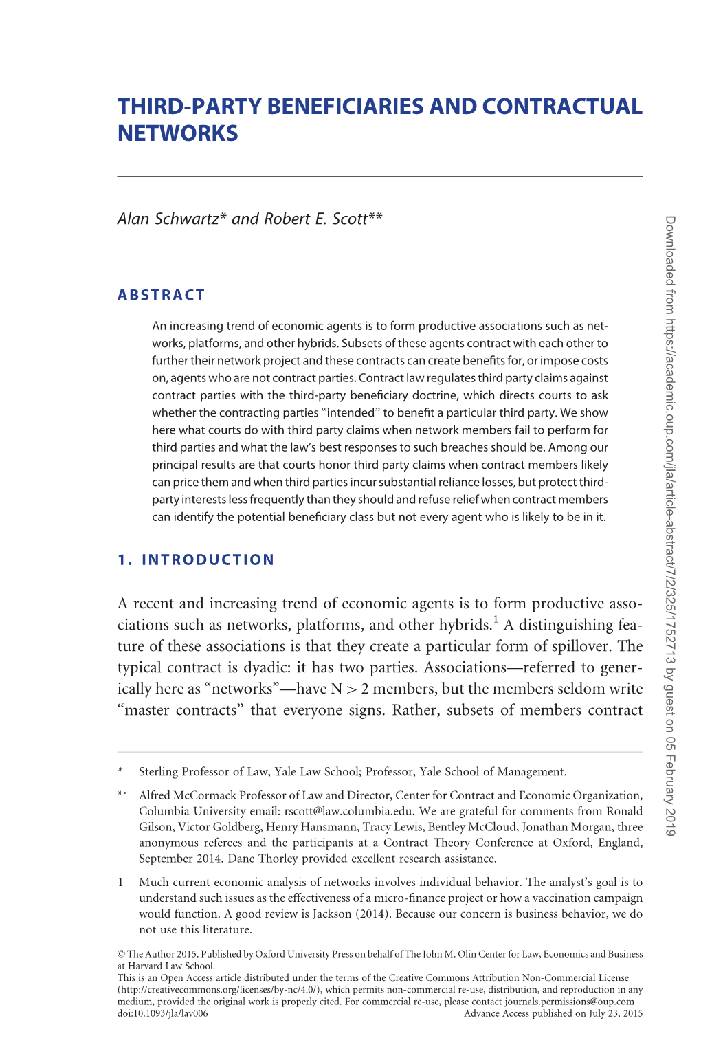 Third-Party Beneficiaries and Contractual Networks