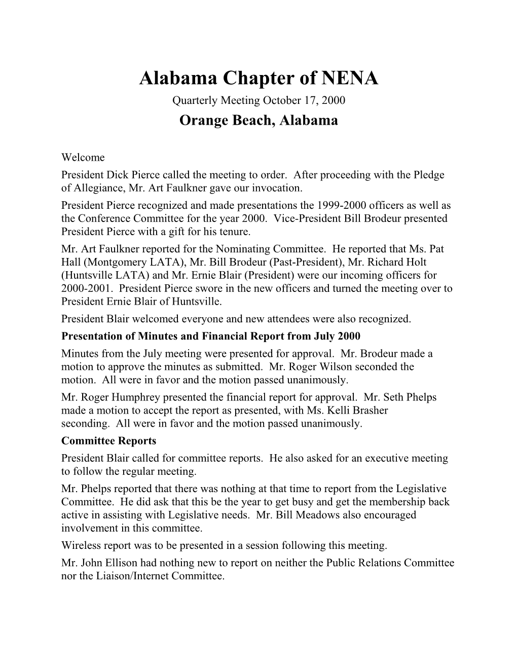 Alabama Chapter of NENA